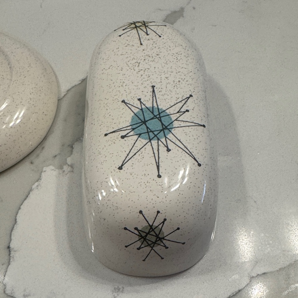 Franciscan Mid-Century Modern Butter Dish with Atomic Starburst Design - Picture 6 of 7
